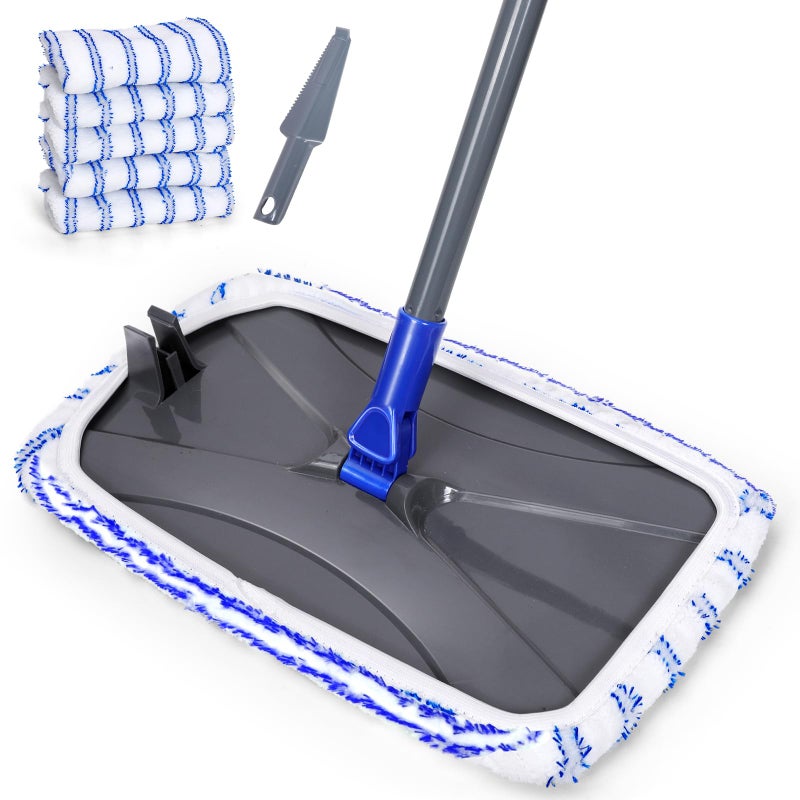 Masthome Microfiber Mop,Large Surface Flat Mop with 5 Reusable Pads,Hardwood Floor Mops for Dry and Wet Use,Microfiber Mops for Floor Cleaning-1 Cleaning Scraper Included - Image 1